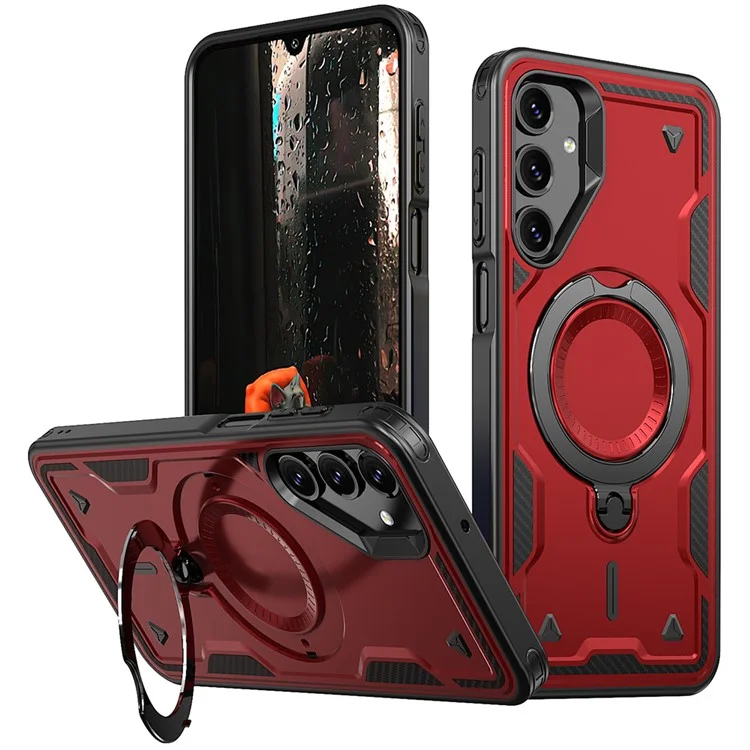 Husa Hybrid Armor » Samsung A25 (A256), MagRing, MultiAngle, Red