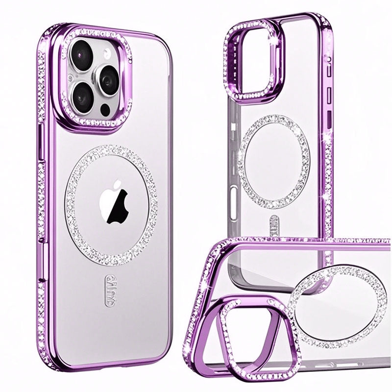 Husa Crystal Plated » iPhone 15, MagCase, CamStand, Purple