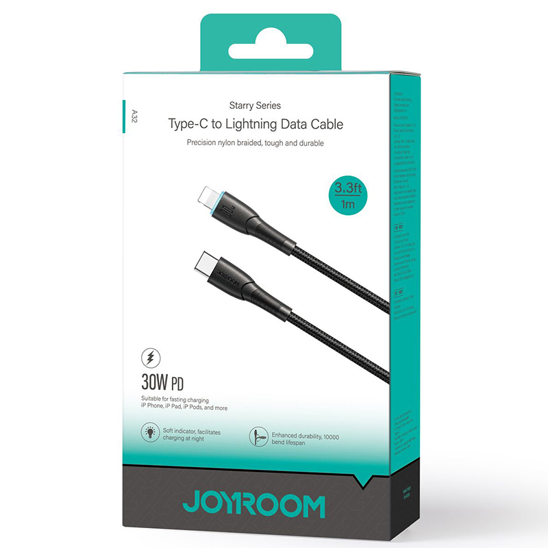 Joyroom (SA32-CL3) » Cablu Date si Incarcare, USB-C la Lightning, PD30W, QC3.0, SuperFast, 1m, BLACK