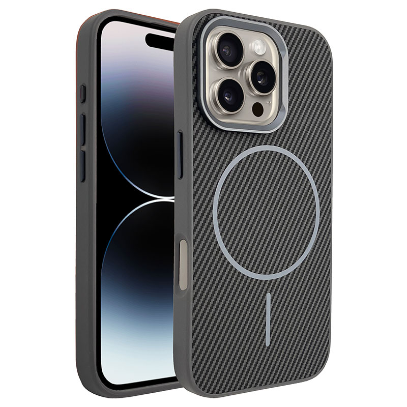 Husa MagFiber » iPhone 16 Plus, Carbon MagCase, AntiShock, Grey