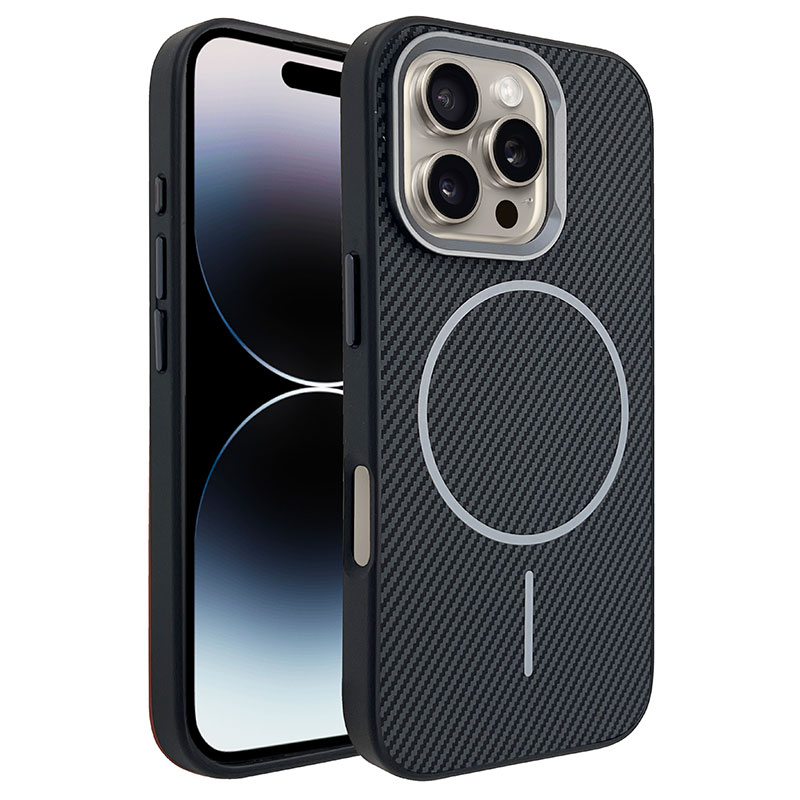 Husa MagFiber » iPhone 16, Carbon MagCase, AntiShock, Black