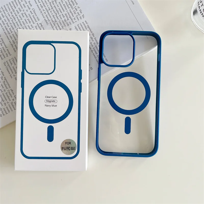 Husa ClearMag » iPhone 16e, MagCase, Acryl Crystal, Blue frame