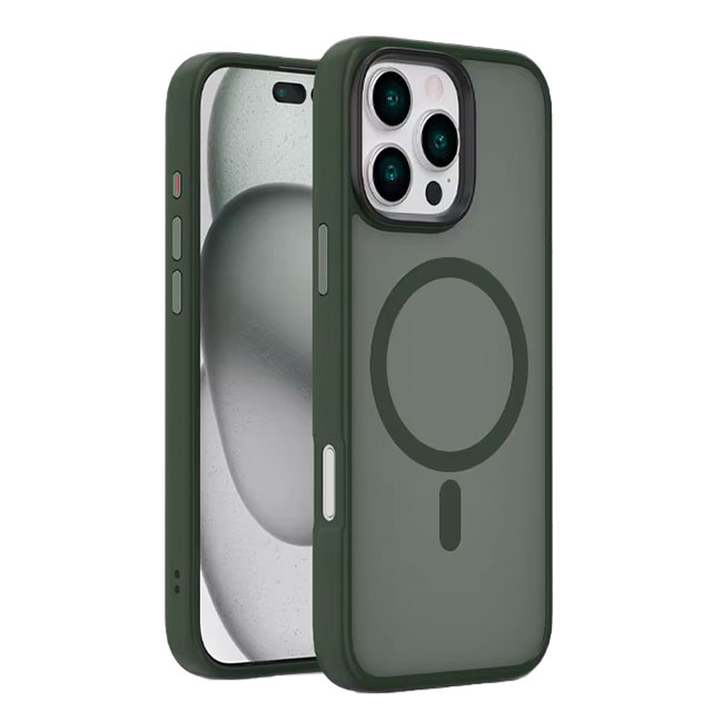 Husa MagFrost » iPhone 16 Pro, MagCase, Matte, Gray/Green