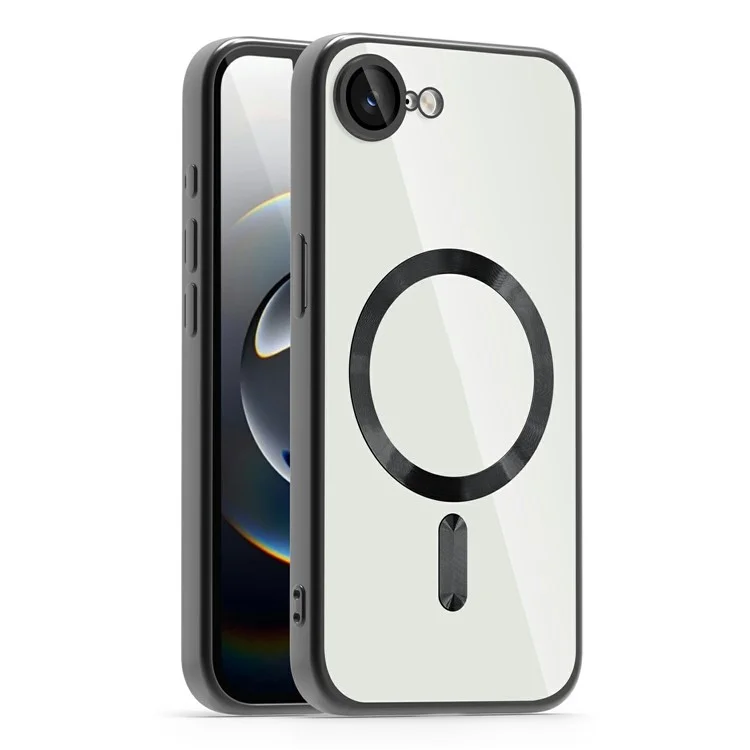Husa Plating » iPhone 16e, MagCase, TPU Clear, frame Black