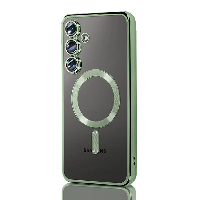 Husa Plating » Samsung A26 (A266), MagCase, TPU Clear, frame Green