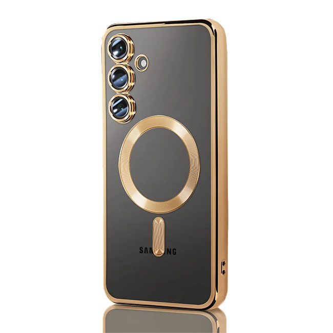 Husa Plating » Samsung A36 (A366), MagCase, TPU Clear, frame Gold
