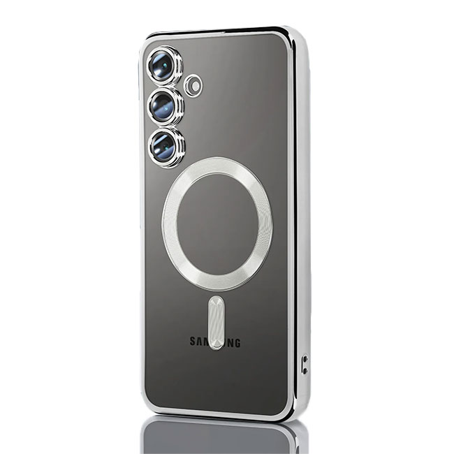 Husa Plating » Samsung S25 (S931), MagCase, TPU Clear, frame Silver