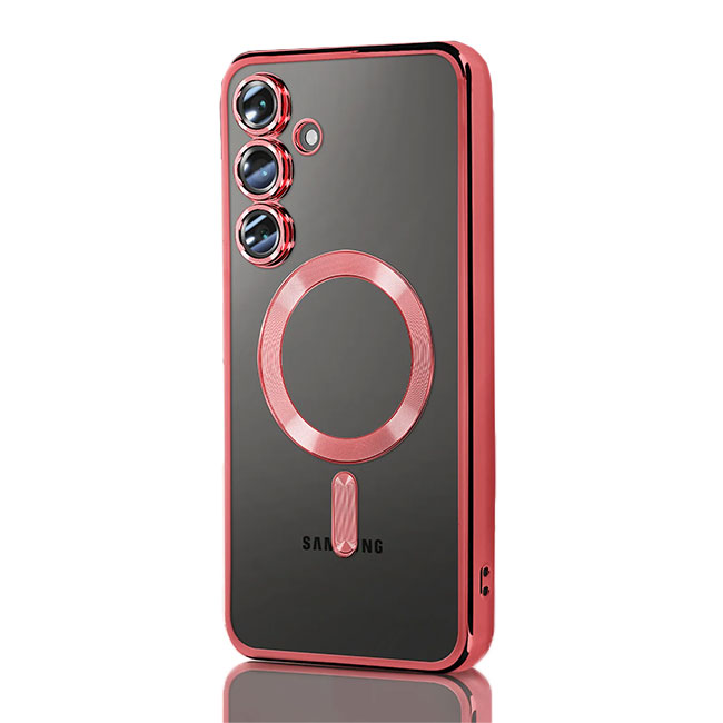 Husa Plating » Samsung S25 (S931), MagCase, TPU Clear, frame Red