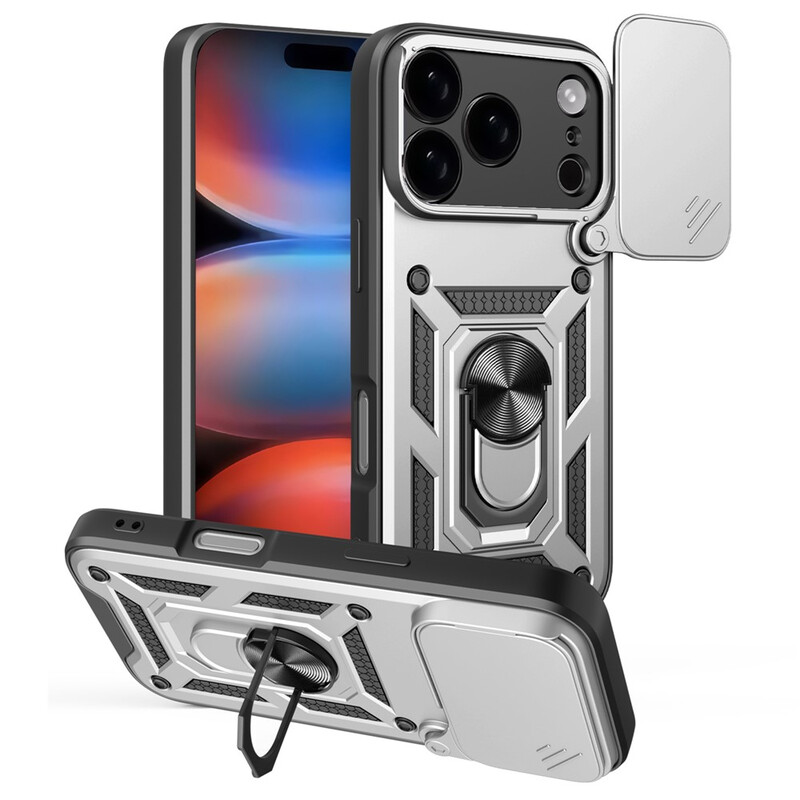Husa Armor » iPhone 17 Pro Max, CamSlide, Ring Stand, SILVER