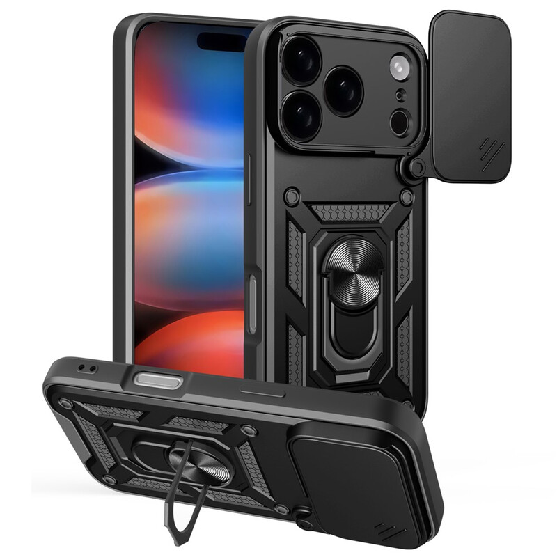 Husa Armor » iPhone 17 Pro, CamSlide, Ring Stand, BLACK