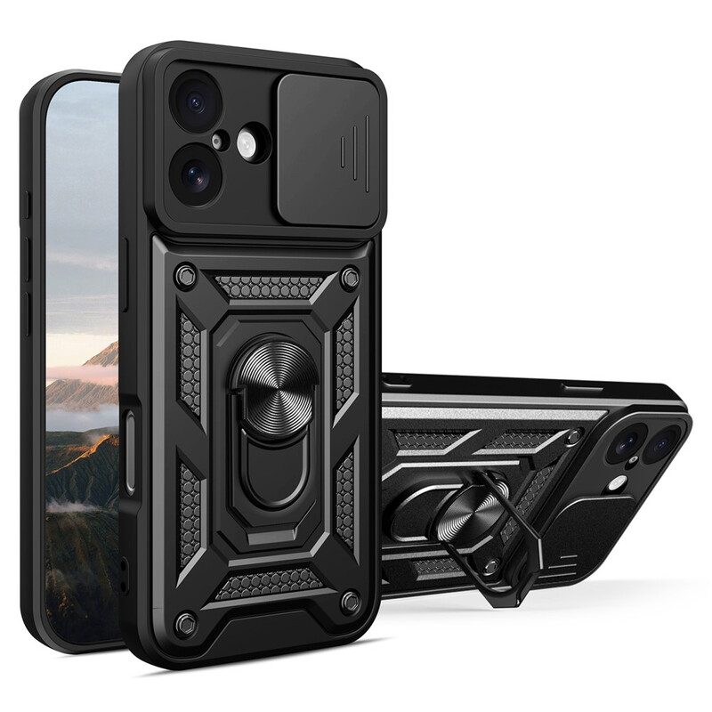 Husa Armor » iPhone 17, CamSlide, Ring Stand, BLACK