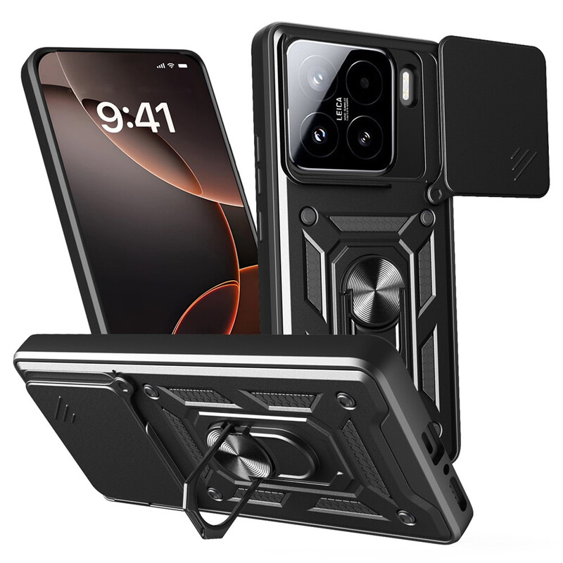 Husa Armor » Xiaomi 15, CamSlide, Ring Stand, BLACK