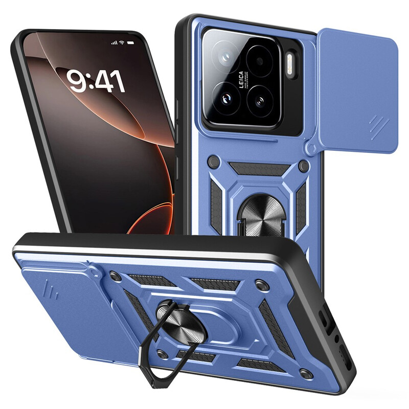 Husa Armor » Xiaomi 15, CamSlide, Ring Stand, BLUE