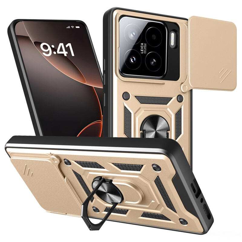 Husa Armor » Xiaomi 15, CamSlide, Ring Stand, GOLD