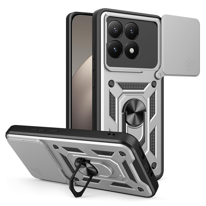 Husa Armor » Xiaomi 15T, CamSlide, Ring Stand, SILVER