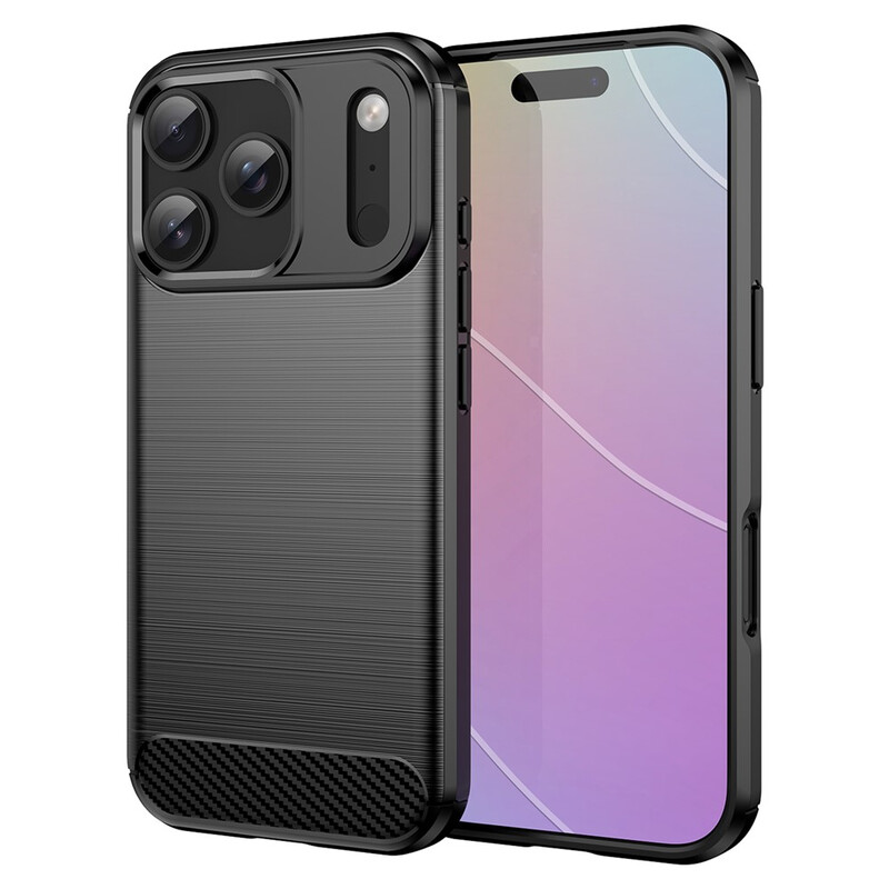 Husa Brush » iPhone 17 Pro, TPU, Metall Look, BLACK