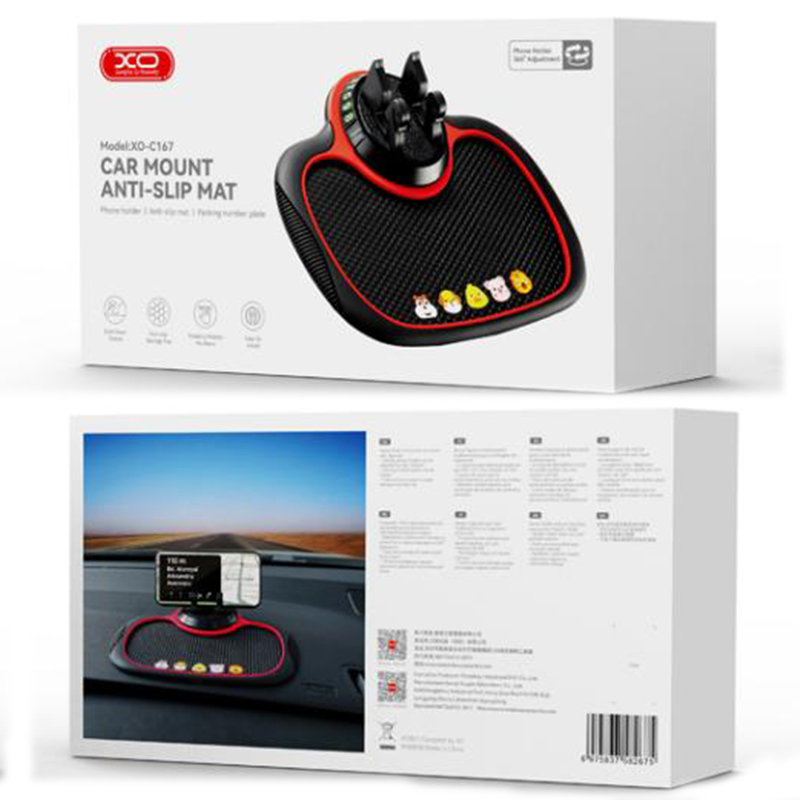 XO (C167) Pad Auto antialunecare + Suport telefon + Numar de parcare temporar, Red/Black