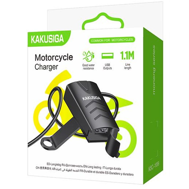 Kaku (KSC-1058) Incarcator Moto, 1xUSB-A, 24V-9V, 1.2A, Waterprof, montaj ghidon, Black