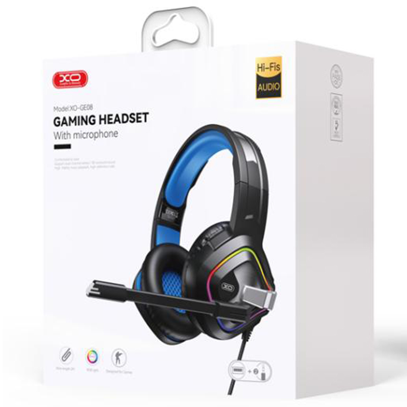 XO (GE-08) Casti cu Fir, Over Ear, 3.5mm, m cablu, Gaming, USB-A, Black
