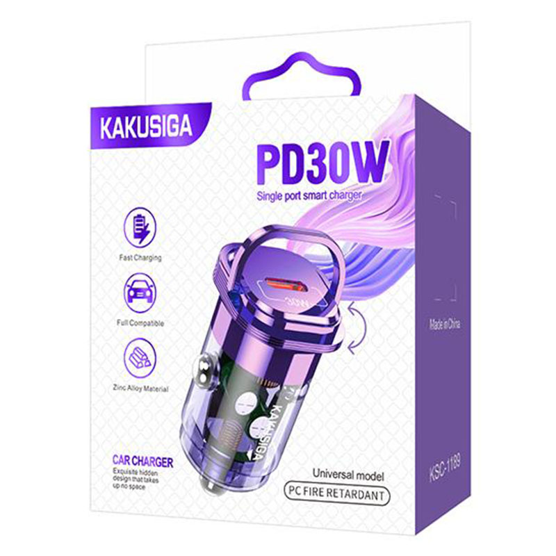 Kaku (KSC-1189) - Incarcator Auto, PD30W, 1xUSB-C, Purple