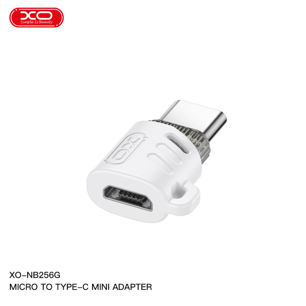 XO (NB256G) - Adaptor OTG Transfer, MicroUSB la USB-C, 480Mps, White