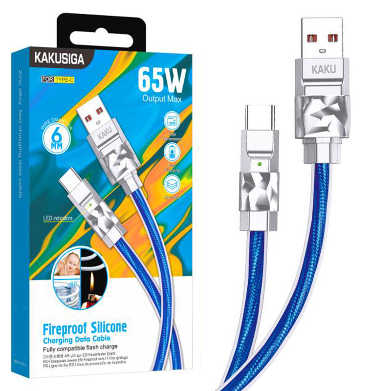 Kaku (KSC-956) - Cablu Date si Incarcare, USB-A la USB-C, 65W, 1m | Blue