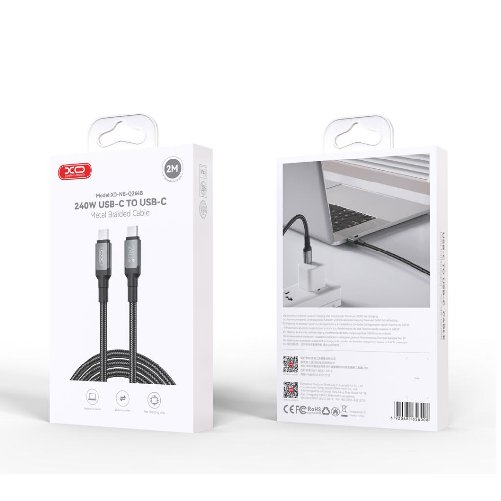 XO (NB-Q264B) - Cablu Date si Incarcare, USB-C, PD240W, QC3.0, 2m, Black