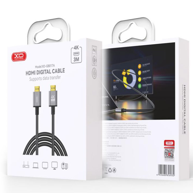 XO (GB017A) - Cablu Audio si Video, HDMI la HDMI, HD 4k, 3m, TARNISH