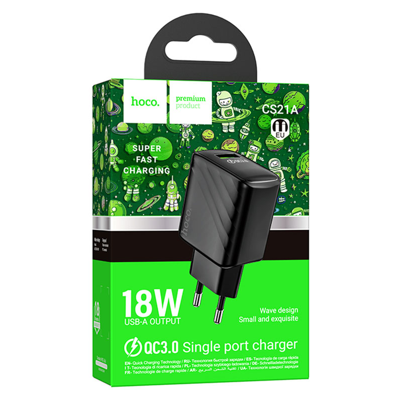Hoco (CS21A) - Incarcator Retea, 18W, 1xUSB-A, QC 3.0, FCP/AFC, Black