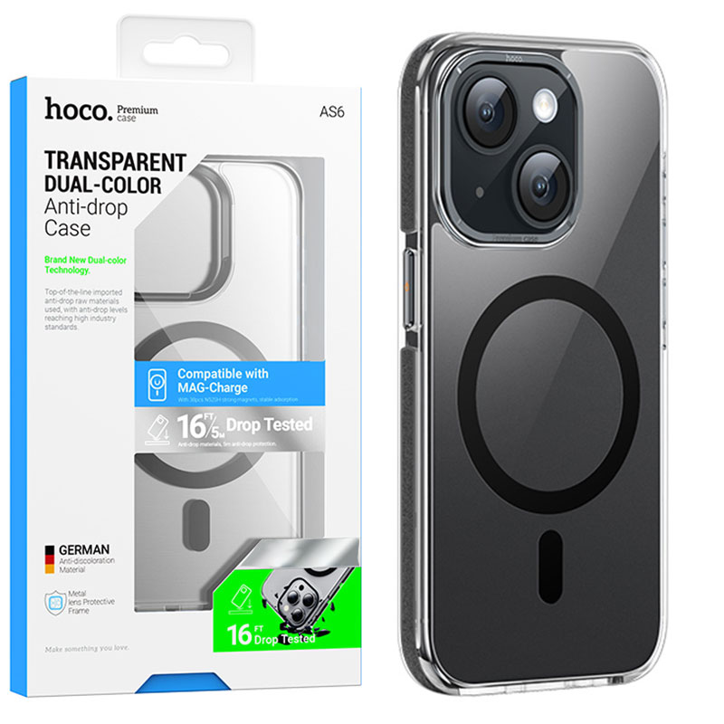 Husa Hoco (AS6) » pentru iPhone 15 Pro, cu MagSafe, Magnet, UltraClear, GripEdge Black