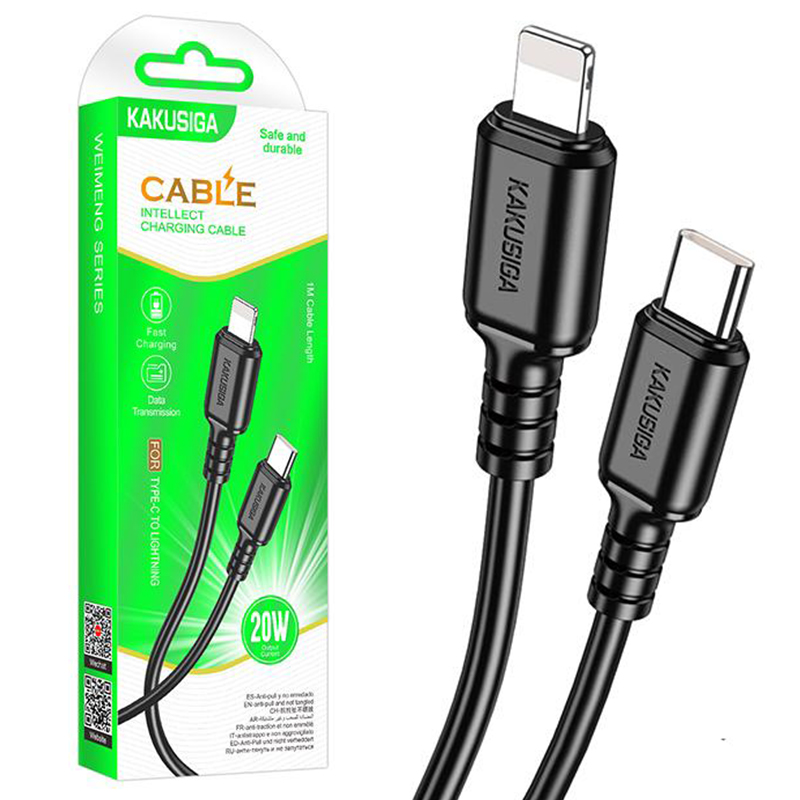 Kaku (KSC-982) - Cablu Date si Incarcare, USB-C la Lightning, PD20W, QC3.0, 1m, Black