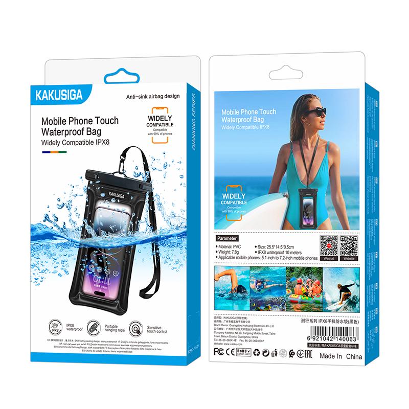 Kaku (KSC-1521) - Husa telefon, Subacvatica, WaterProof IPX8, Universal, Black
