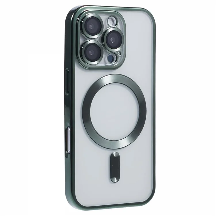 Husa Plating - iPhone 16 Pro Max - silicon cu MagSafe, Slim, Clear | Green