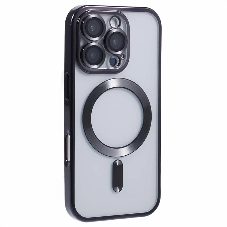 Husa Plating - iPhone 16 Pro Max - silicon cu MagSafe, Slim, Clear, Black