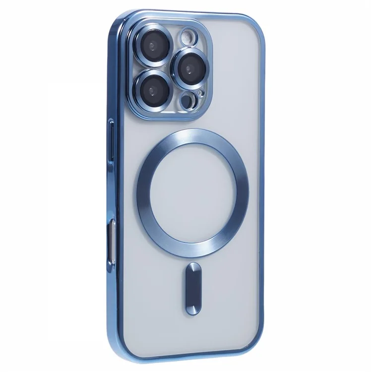 Husa Plating - iPhone 16 Pro Max, cu MagSafe, ElectroEdge | Blue Light, Clear
