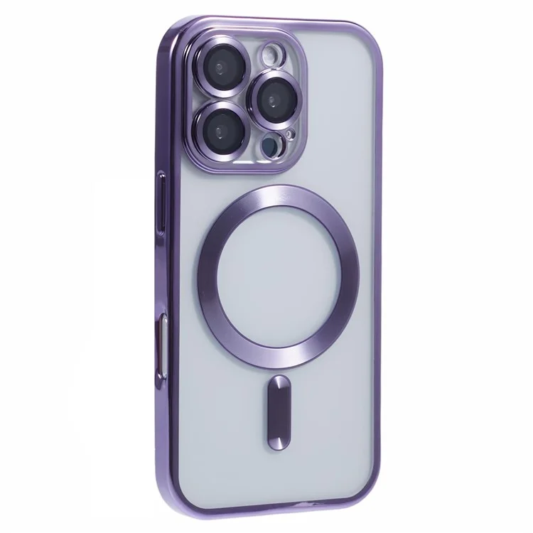 Husa Plating - iPhone 16 Pro - silicon cu MagSafe, Slim, Clear, Purple