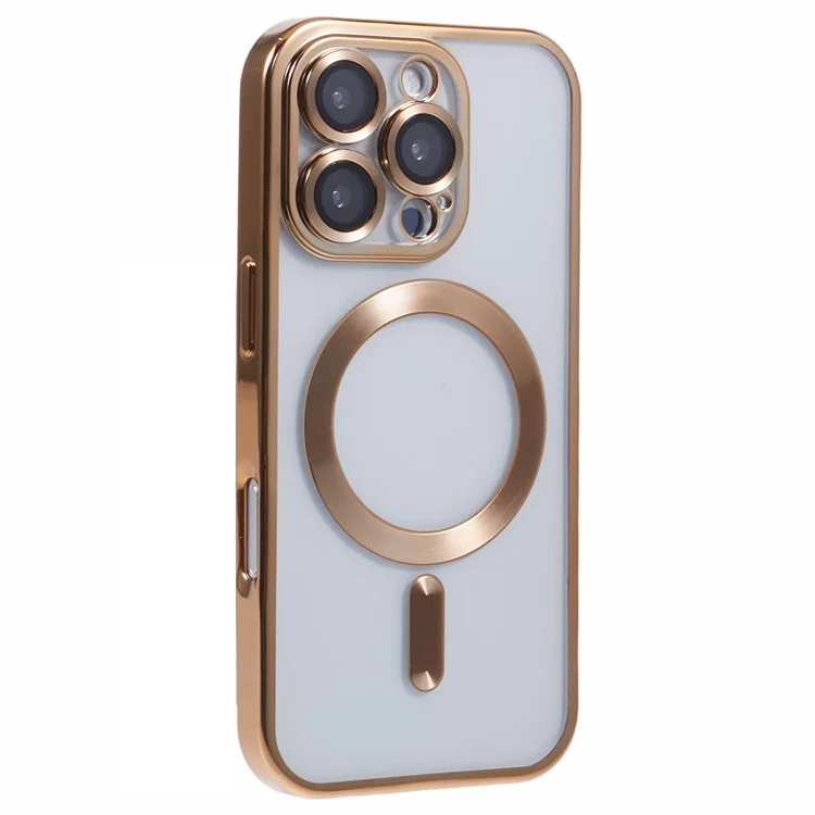 Husa Plating - iPhone 16 Pro - silicon cu MagSafe, Slim, Clear, Gold
