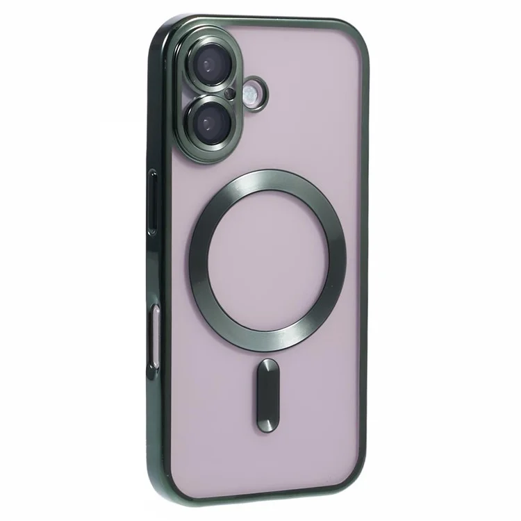 Husa Plating - iPhone 16 - silicon cu MagSafe, Slim, Clear | Green