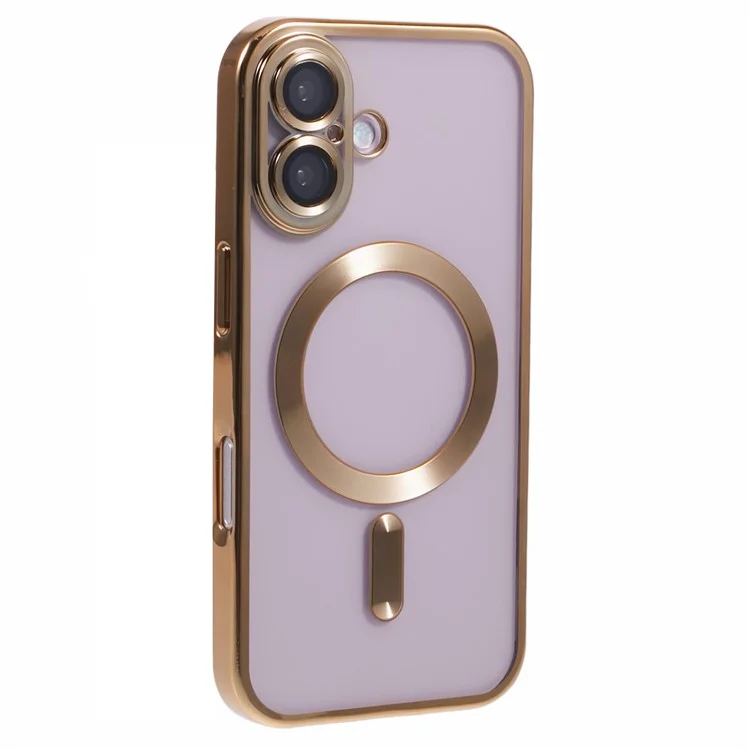 Husa Plating - iPhone 16 - silicon cu MagSafe, Slim, Clear, Gold