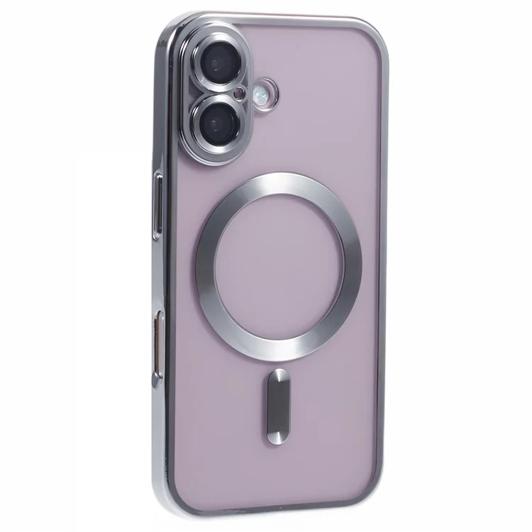 Husa Plating - iPhone 16 - silicon cu MagSafe, Slim, Clear | Silver
