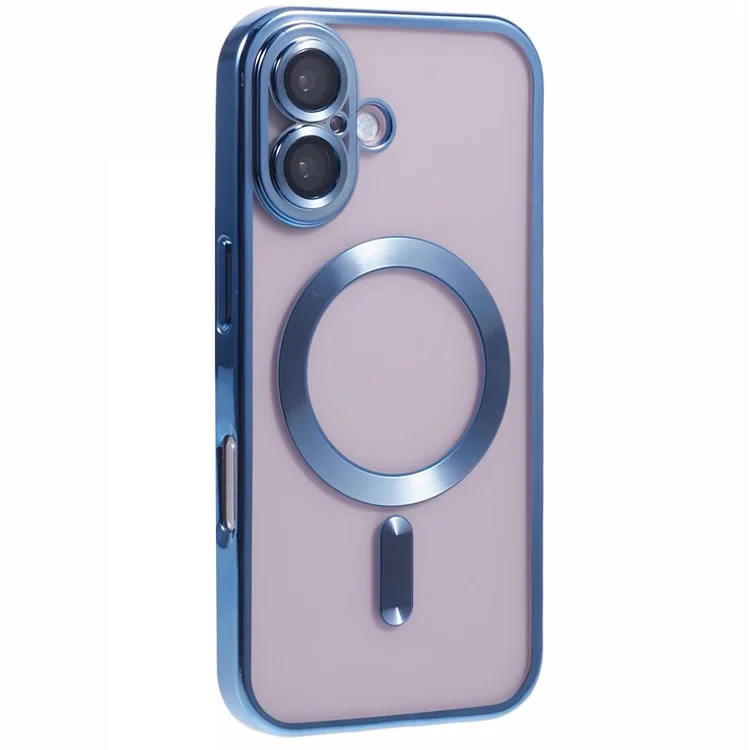 Husa Plating - iPhone 16, cu MagSafe, ElectroEdge | Blue Light, Clear