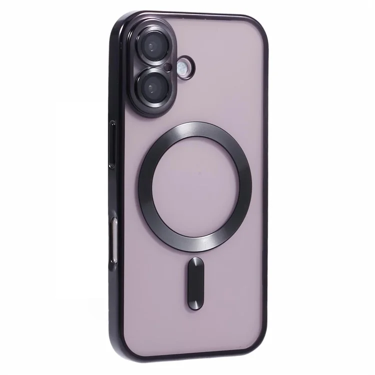 Husa Plating - iPhone 16 Plus - silicon cu MagSafe, Slim, Clear, Black