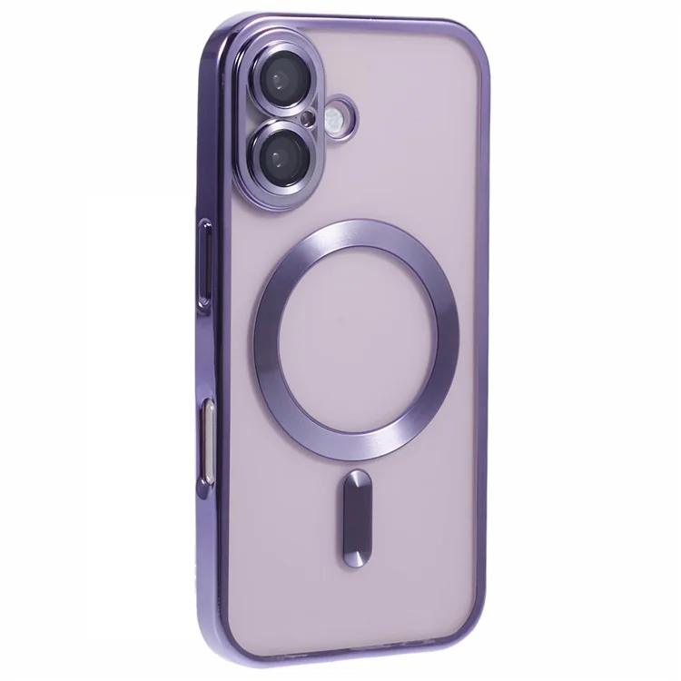 Husa Plating - iPhone 16 Plus - silicon cu MagSafe, Slim, Clear, Purple