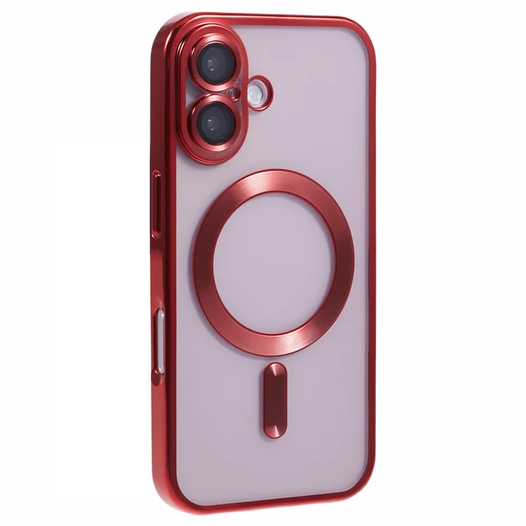 Husa Plating - iPhone 16 - silicon cu MagSafe, Slim, Clear, Red