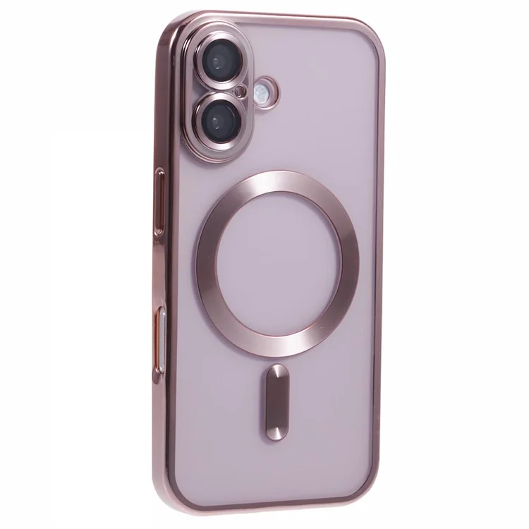 Husa Plating - iPhone 16, cu MagSafe, ElectroEdge | PINK Rose, Clear