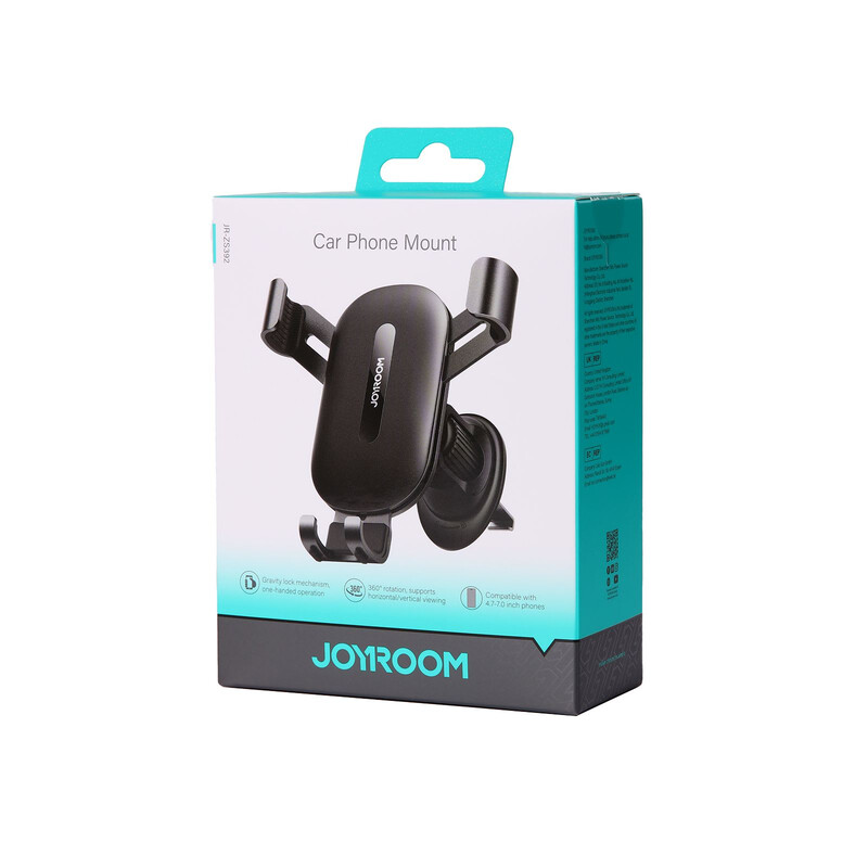 Joyroom (JR-ZS392) - Suport Auto, montaj Ventilatie, cleme laterale, Steel PullClip, Black