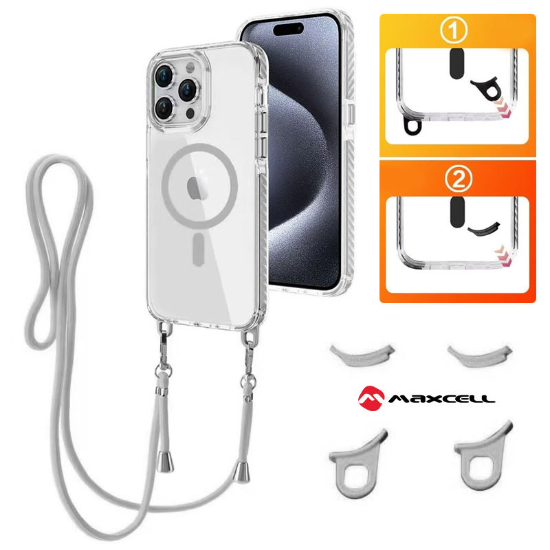 Husa MagFrame » iPhone 17, AntiDrop 2in1, Snur Detasabil, CLEAR / GRAY frame