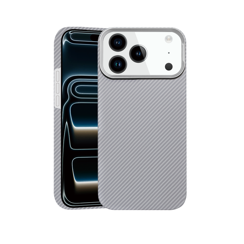 Husa Aramid PTK » iPhone 17 Pro, Kevlar Fiber cu MagSafe, Light Carbon, GRAY