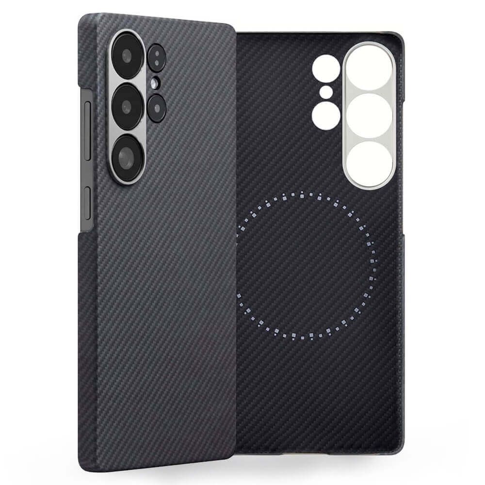Husa Aramid PTK » Samsung S25 Ultra (S938), Kevlar Fiber cu MagSafe, Dark Carbon, GRAY