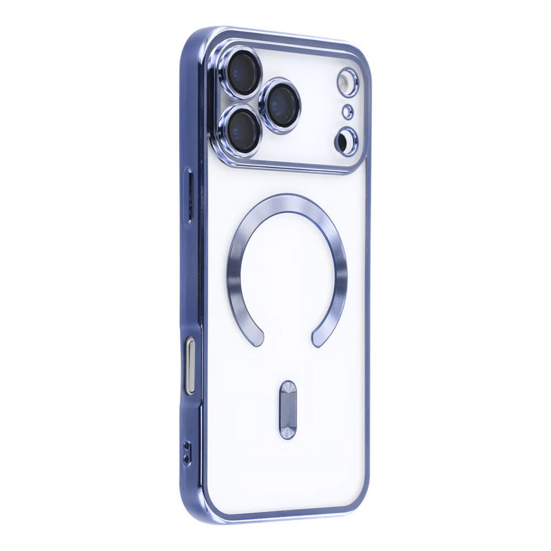 Husa Plating DeLux » iPhone 17 Pro Max, cu MagSafe, ElectroPlated, Clear, frame BLUE